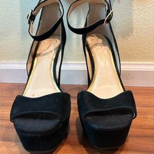 Jessica Simpson Black Suede Platform Heels